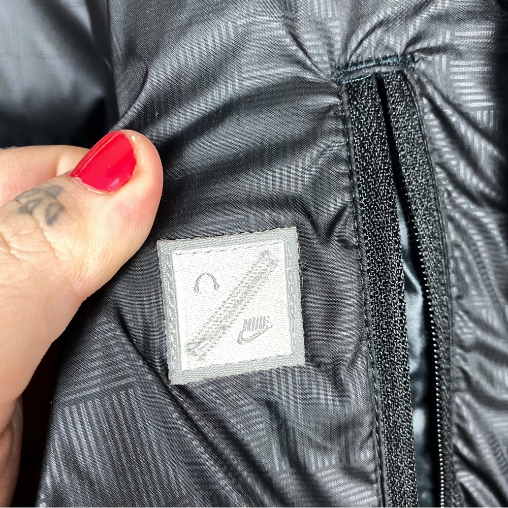 Nike RARE Vintage Y2k Swoosh Down 550 Puffer Zip Up Winter Bomber Jacket Black - Picture 11 of 15